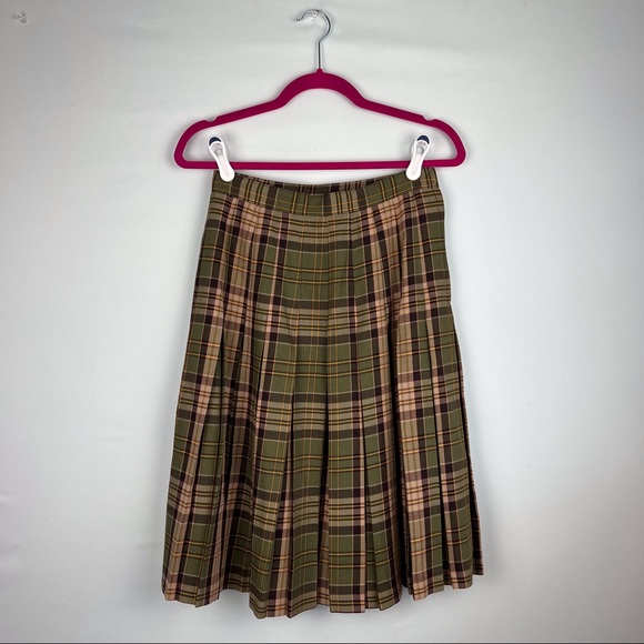 Vintage Dresses & Skirts - VTG Plaid Kilt Style Pleated Skirt S